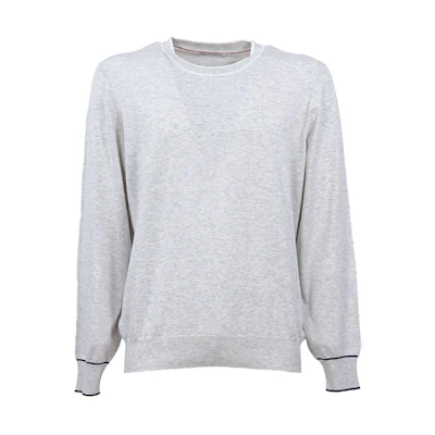 Brunello Cucinelli SS22 Gray Solid Cotton Crewneck Sweatshirt M29802000CE867