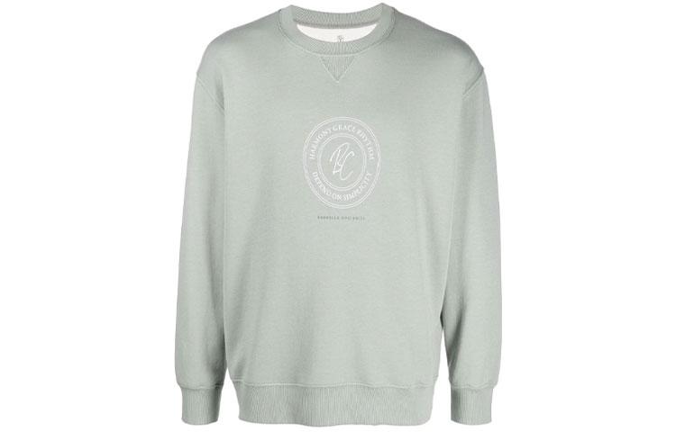 Brunello Cucinelli SS22 Green Logo Print Crewneck Sweatshirt M0T353420-CJK38