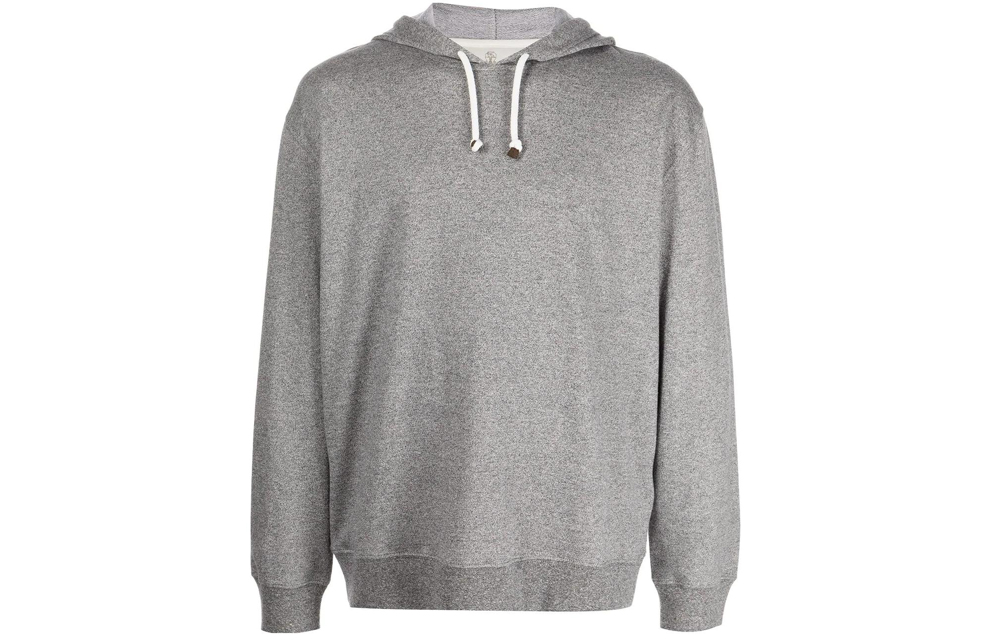 Brunello Cucinelli SS22 Grey Plain Hoodie Long-Sleeve Cotton Sweatshirt MTU153450C080