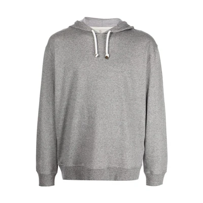 Brunello Cucinelli SS22 Grey Plain Hoodie Long-Sleeve Cotton Sweatshirt MTU153450C080