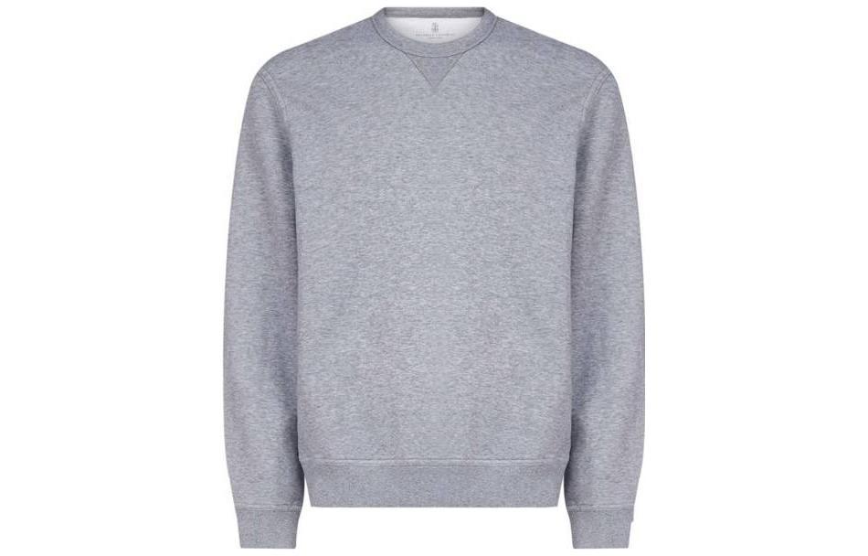 Brunello Cucinelli SS22 Grey Solid Crewneck Pullover Sweatshirt M0T319073GC048