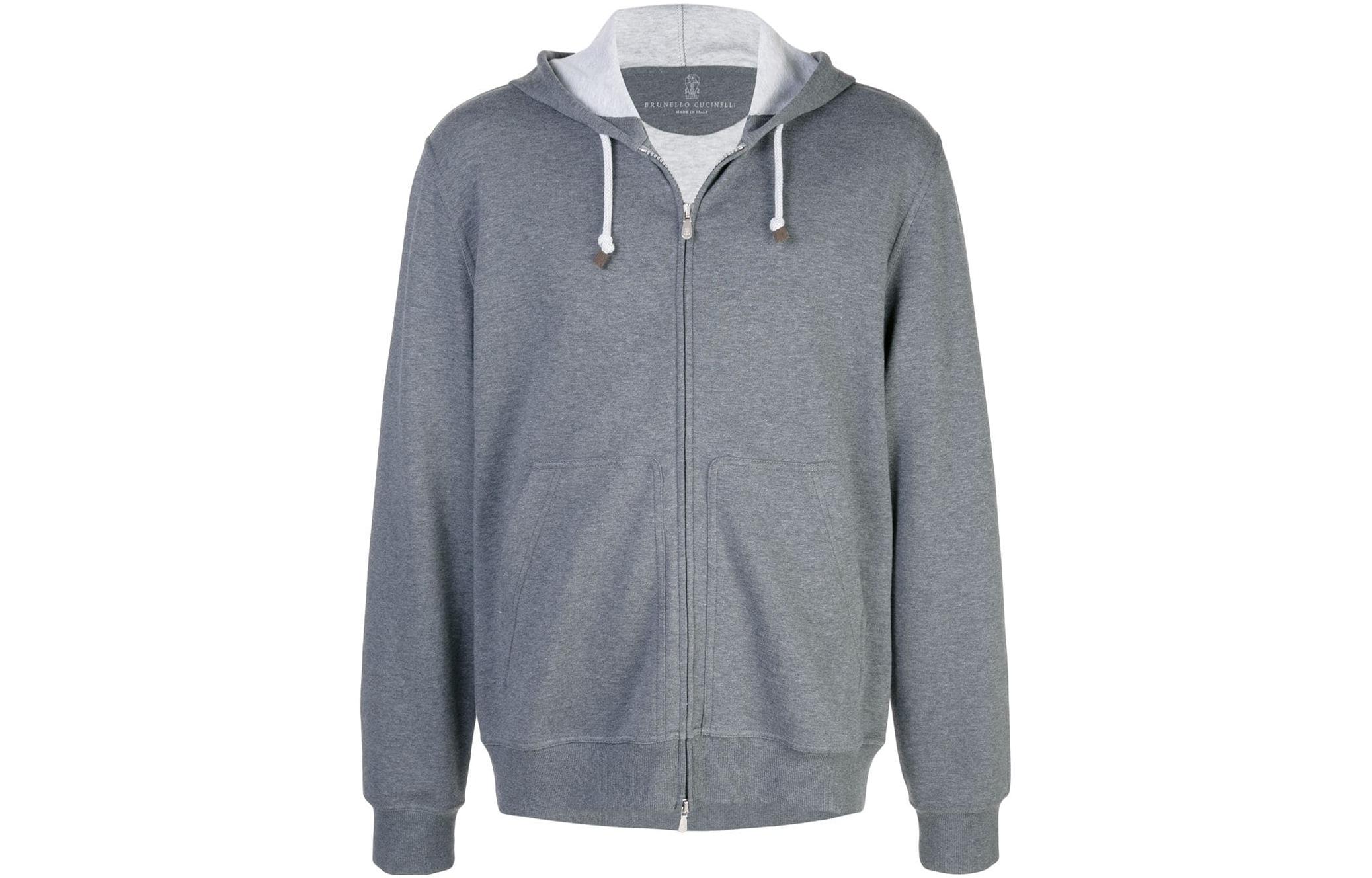 Brunello Cucinelli SS22 Grey Zip-Up Hoodie Jacket M0T319069GC092