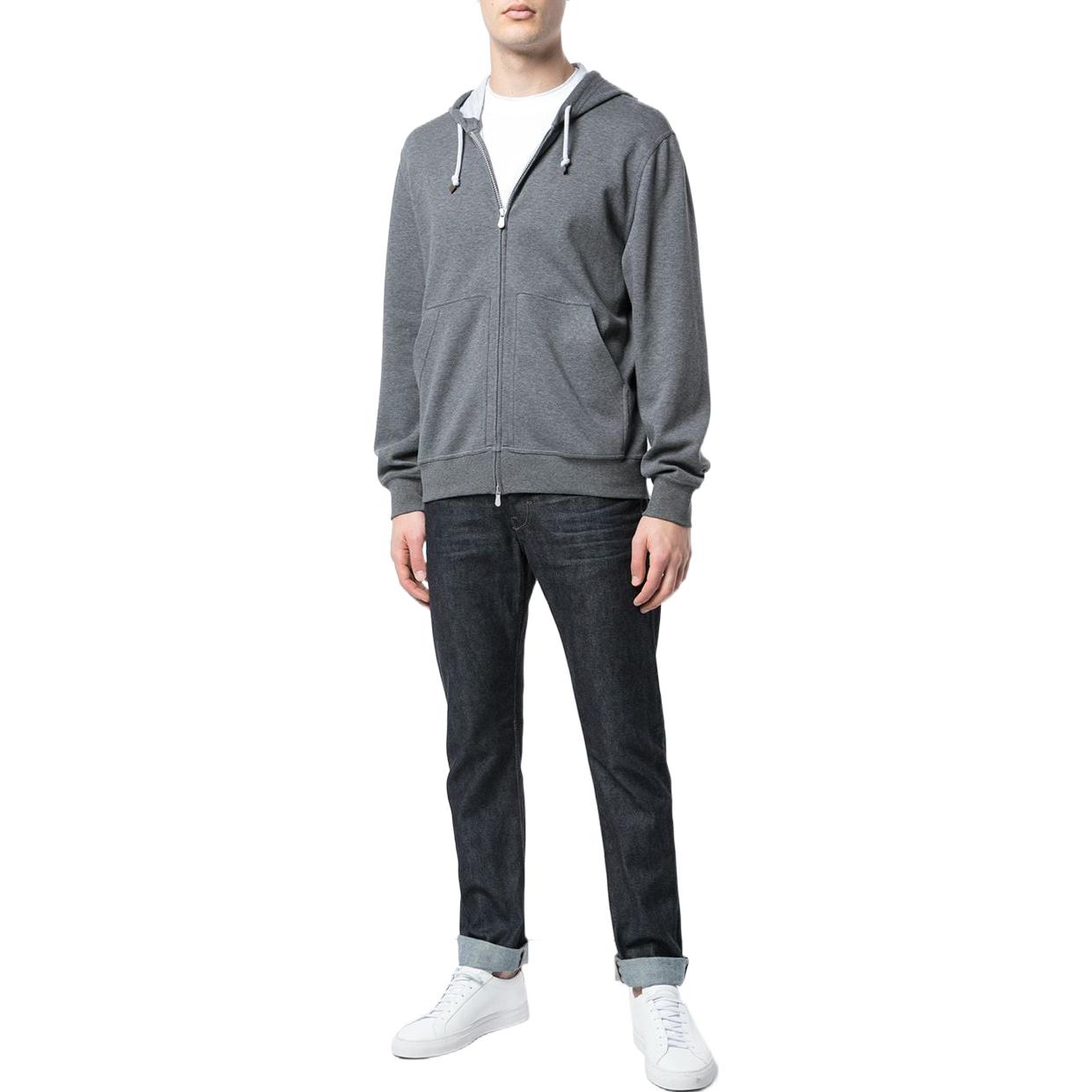 Lookbook Brunello Cucinelli SS22 灰色拉链连帽外套 M0T319069GC092