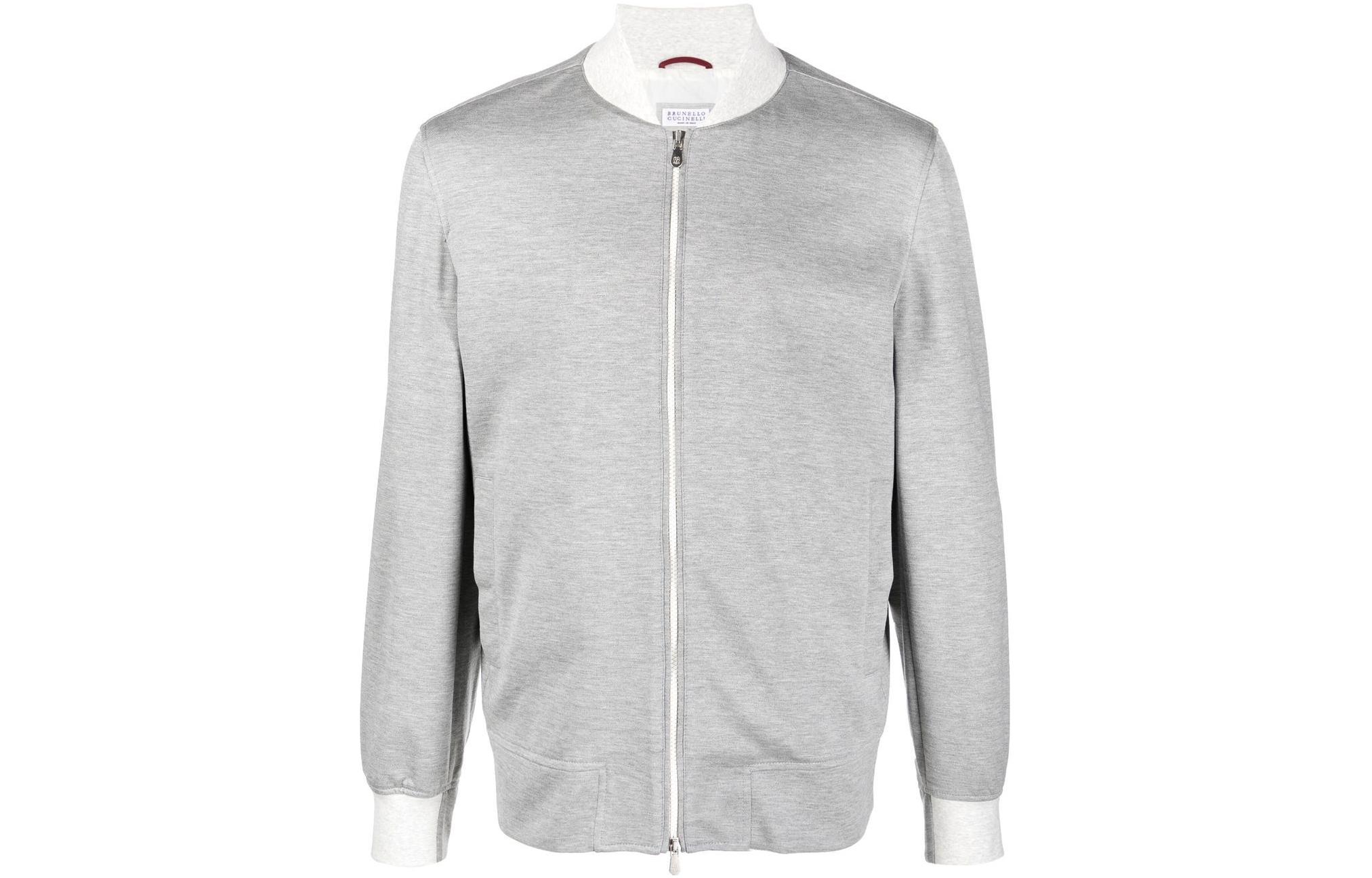 Brunello Cucinelli SS22 Knit Bomber Jacket Gray MQ8586471P-C683