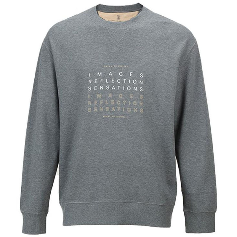 Brunello Cucinelli SS22 Letter Print Crewneck Sweatshirt Dark Gray M0T353431-COL03
