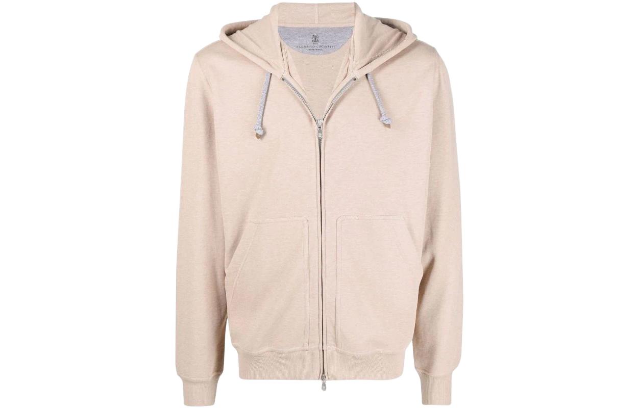 Brunello Cucinelli SS22 Light Brown Reversible Zip-Up Hoodie M0T359069GC6424