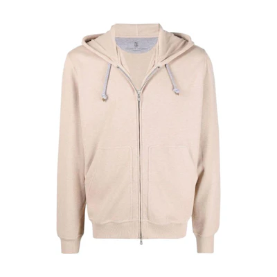 Brunello Cucinelli SS22 Light Brown Reversible Zip-Up Hoodie M0T359069GC6424