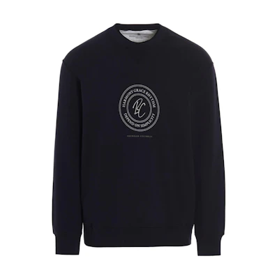 Brunello Cucinelli SS22 Logo Print Crewneck Long Sleeve Sweatshirt Blue Men M0T353420-CBL45