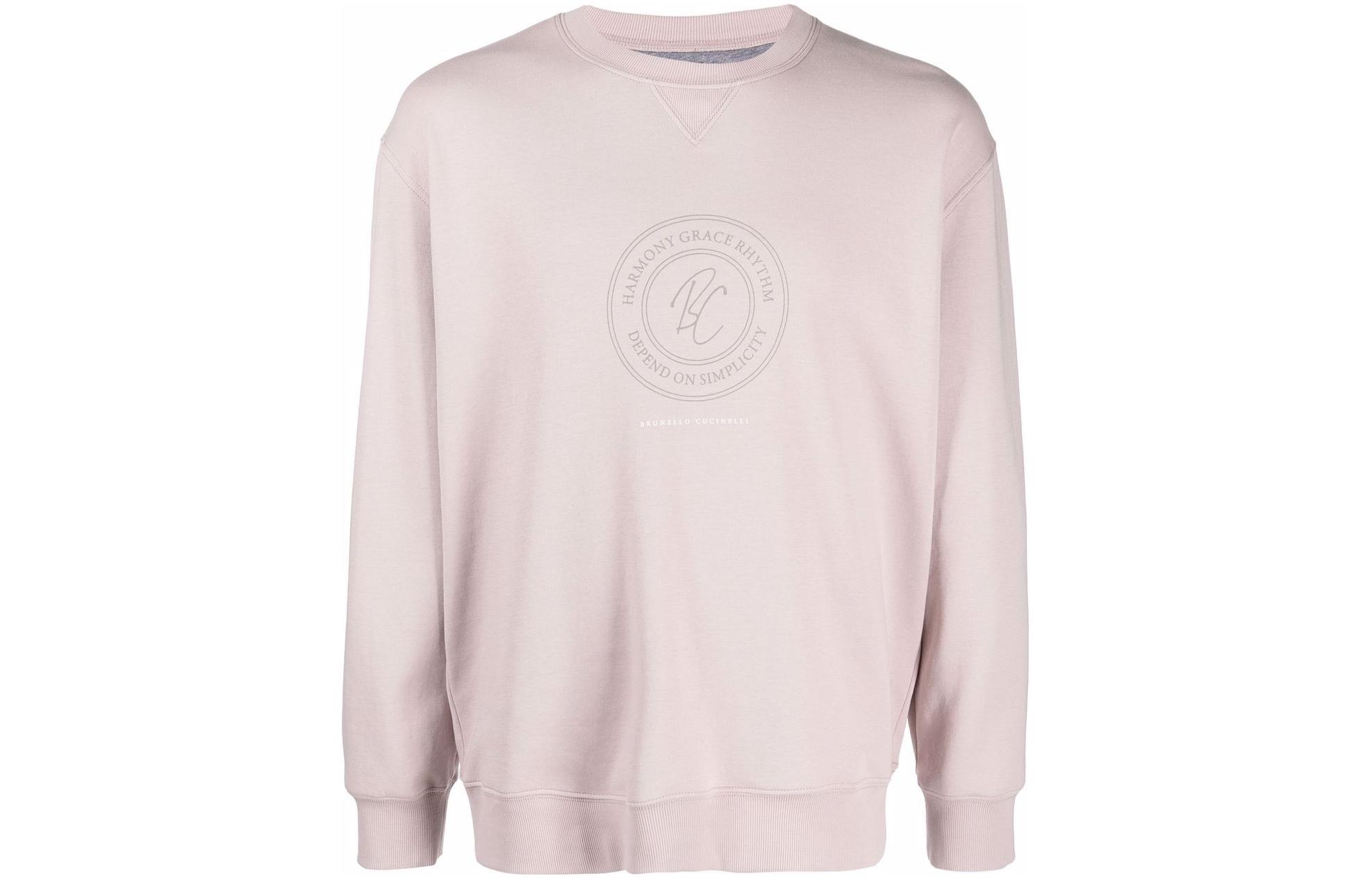 Brunello Cucinelli SS22 Logo Print Pink Crewneck Sweatshirt Men M0T353420CUE20