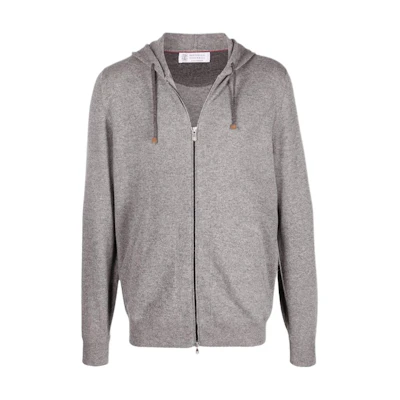 Brunello Cucinelli SS22 Men’s Grey Zip-Up Hoodie M2223246-CG217