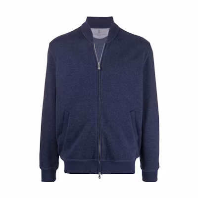 Brunello Cucinelli SS22 Midnight Blue Cashmere Zip Jacket MTU069072G-C014