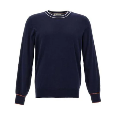 Brunello Cucinelli SS22 Navy Blue Cotton Crewneck Sweatshirt M29802000-CYT45