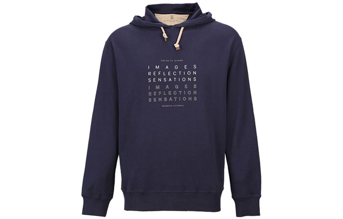 Brunello Cucinelli SS22 Navy Hoodie with Letter Print for Men M0T353409-CTL02