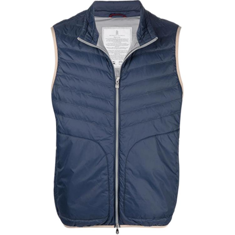 Brunello Cucinelli SS22 Quilted Down Vest  Blue. MR4051712-CVD03
