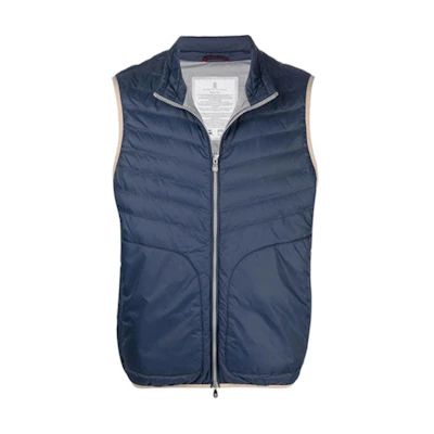 Brunello Cucinelli SS22 Quilted Down Vest Blue. MR4051712-CVD03