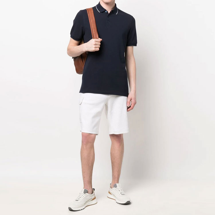 Purchase Brunello Cucinelli SS22 藍色純色短袖POLO衫 M0T638126CBL45