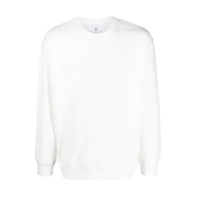 Brunello Cucinelli SS22 White Solid Color Crewneck Pullover Sweatshirt M0T353430-C7220