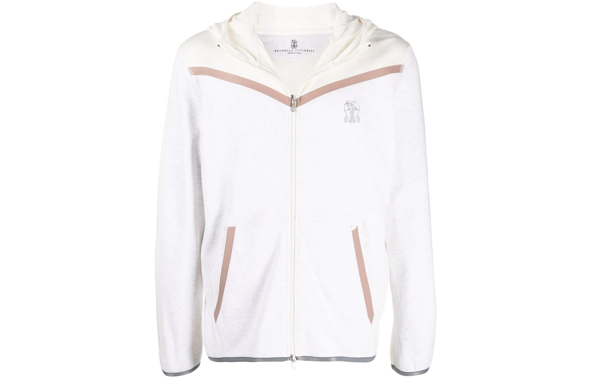 Brunello Cucinelli SS22 White Zip-Up Track Jacket M0T353376G-CLF66