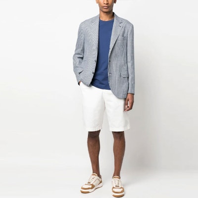 Brunello Cucinelli Kaos Pendek Biru Polos SS23 dengan Saku. M0T617187-C9674 Lookbook Brunello Cucinelli Kaos Pendek Biru Polos SS23 dengan Saku. M0T617187-C9674