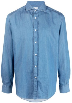 Brunello Cucinelli SS23 Kemeja Lengan Panjang Biru Denim Anti-Matahari. MR6830627-C001 Buy Brunello Cucinelli SS23 Kemeja Lengan Panjang Biru Denim Anti-Matahari. MR6830627-C001