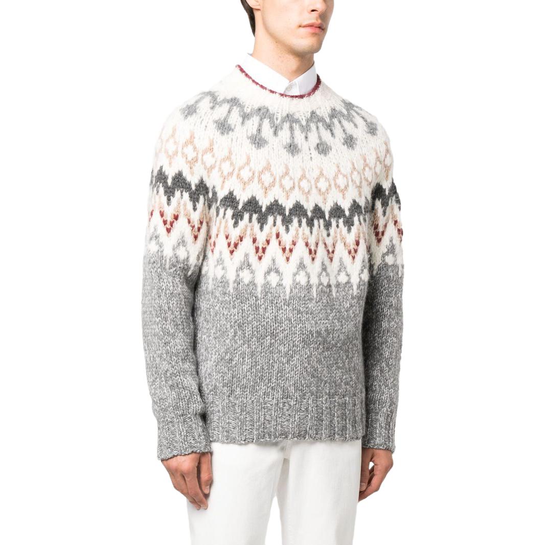 Purchase Brunello Cucinelli SS23 灰色菱格紋圓領毛衣 M2260600-CAV83