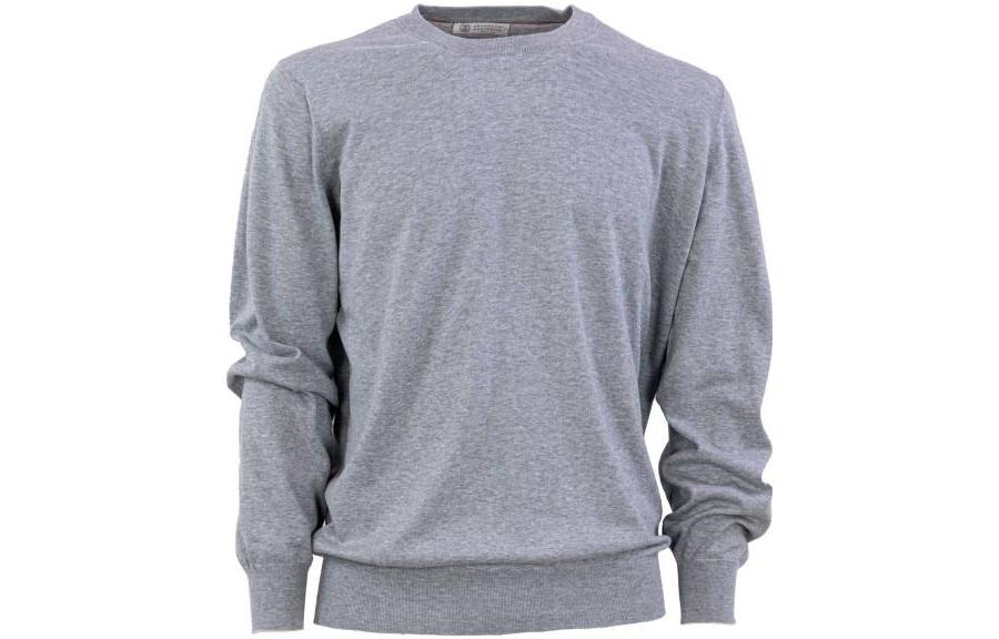 Brunello Cucinelli SS23  Gray Solid Casual Crewneck Long Sleeve Sweatshirt M2900100CY162