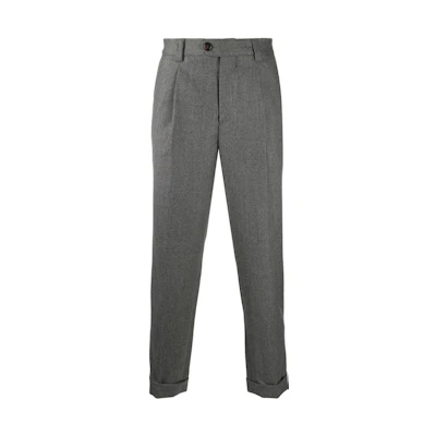 Brunello Cucinelli SS23 Grey Mid-Rise Pleated Straight-Leg Pants ME226E1450-C003