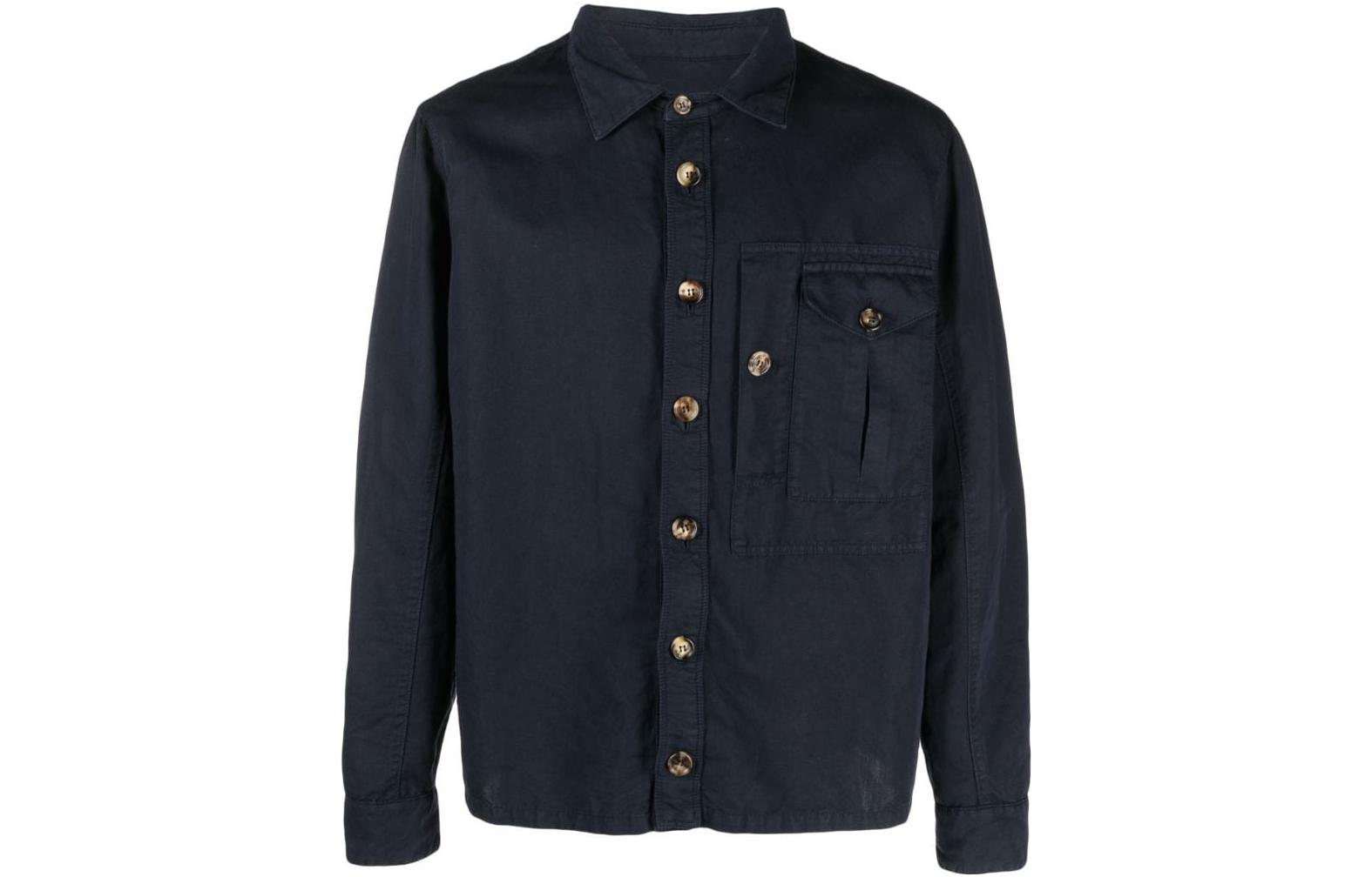 Brunello Cucinelli SS23  Navy Blue Long-Sleeve Shirt Jacket. M291D6180P-C2515