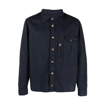 Brunello Cucinelli SS23 Navy Blue Long-Sleeve Shirt Jacket. M291D6180P-C2515