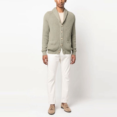Brunello Cucinelli SS23 橄欖綠羅紋針織單排扣開襟衫 M2W706006-CWC81 Lookbook Brunello Cucinelli SS23 橄欖綠羅紋針織單排扣開襟衫 M2W706006-CWC81