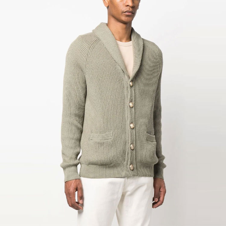 Shop Brunello Cucinelli SS23 橄欖綠羅紋針織單排扣開襟衫 M2W706006-CWC81