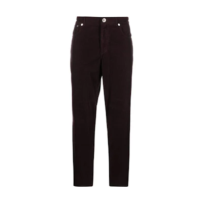 Brunello Cucinelli SS23 Solid Mid-Rise Straight Button Pants Deep Purple M279DI1780-C6296