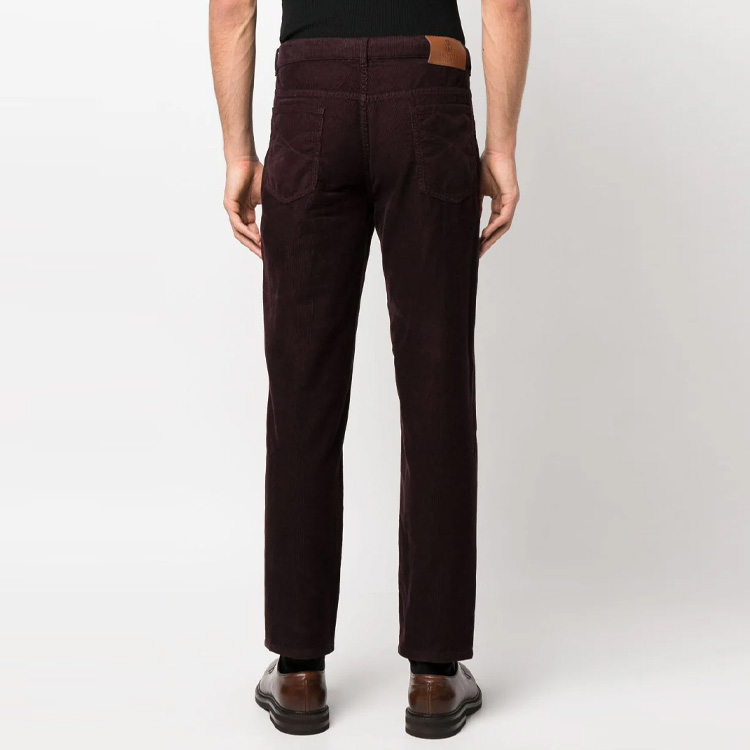 Shop Brunello Cucinelli 2023春夏紫色中腰直筒裤按钮款式裤子 M279DI1780-C6296