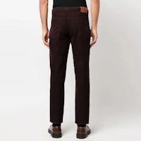 Shop Brunello Cucinelli SS23 深紫色中腰直筒扣環長褲 M279DI1780-C6296