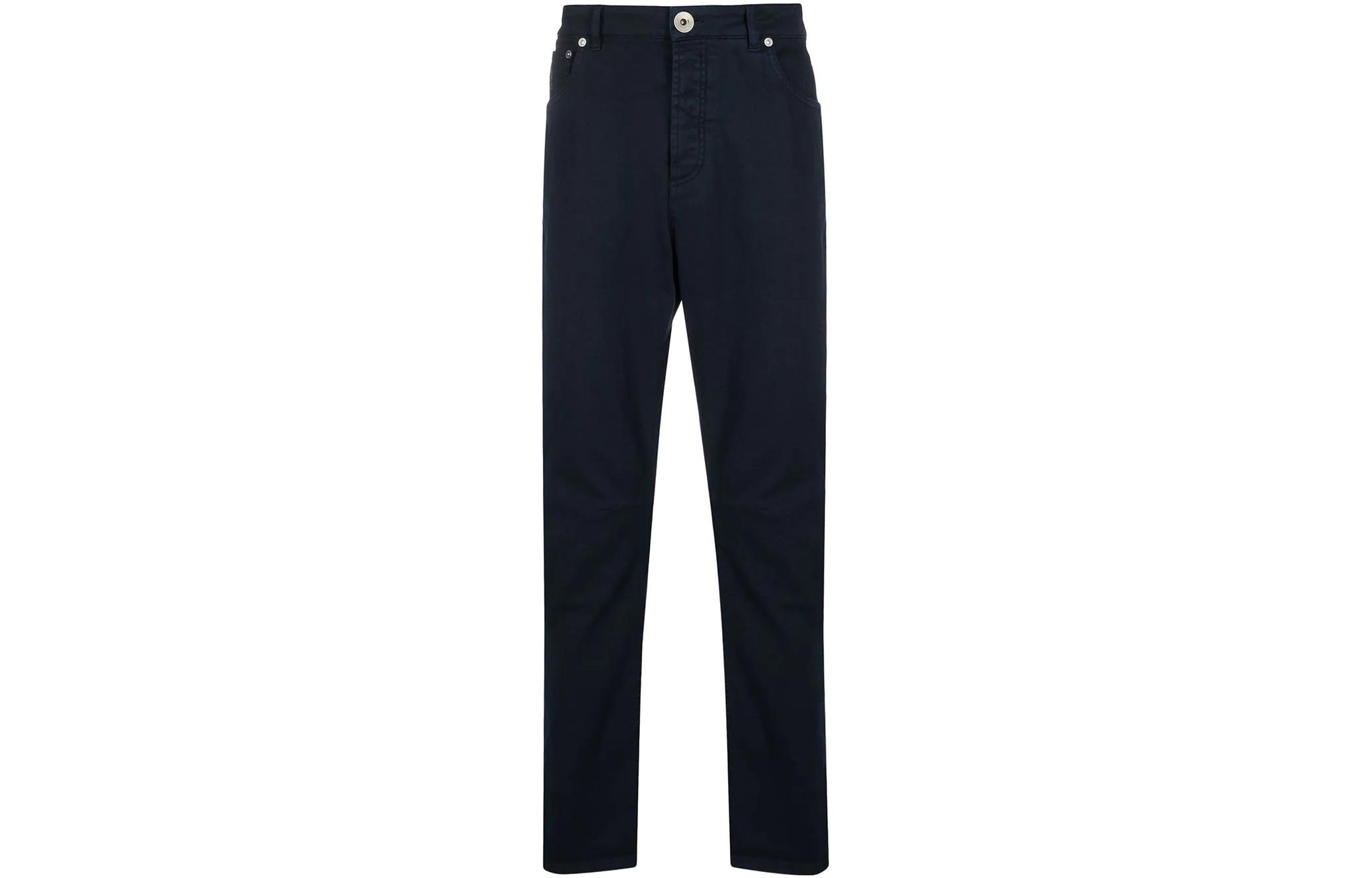 Brunello Cucinelli SS23  Solid Mid-Rise Straight Jeans Deep Blue M277PX1290-C7193