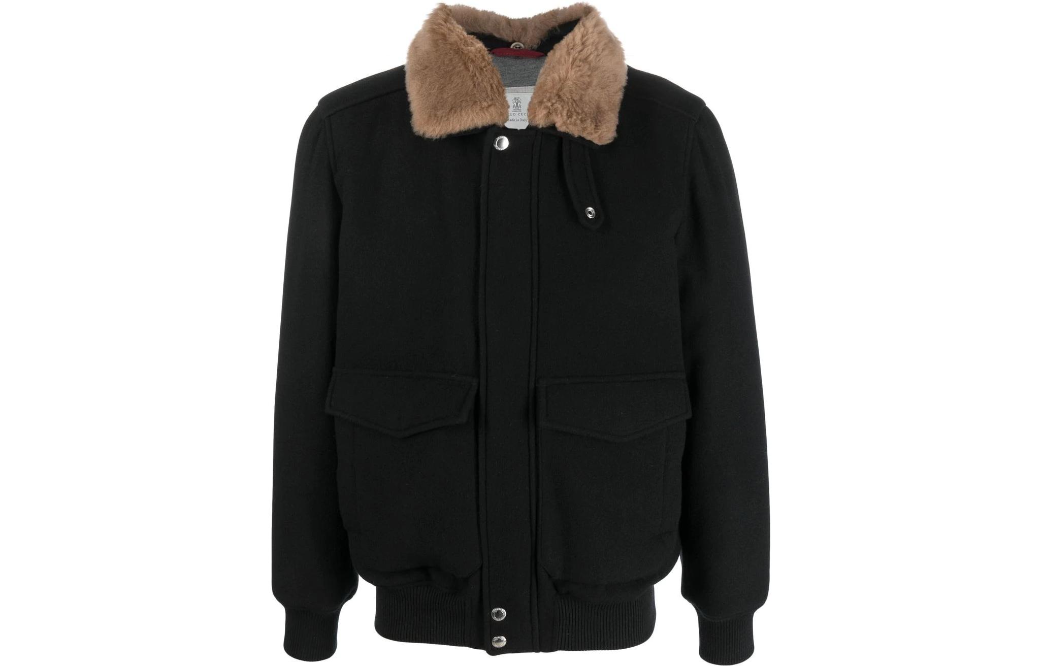 Brunello Cucinelli SS23 Black Detachable Collar Colorblock Jacket MT4976479-CHV49