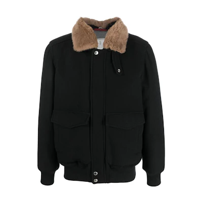 Brunello Cucinelli SS23 Black Detachable Collar Colorblock Jacket MT4976479-CHV49