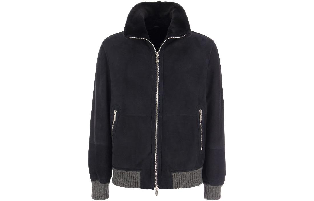 Brunello Cucinelli SS23 Black Quarter-Zip Solid Jacket MPMLP1737CM671