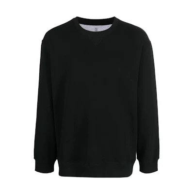 Brunello Cucinelli SS23 Black Solid Crewneck Long-Sleeve Pullover Sweater M0T359011G-C101