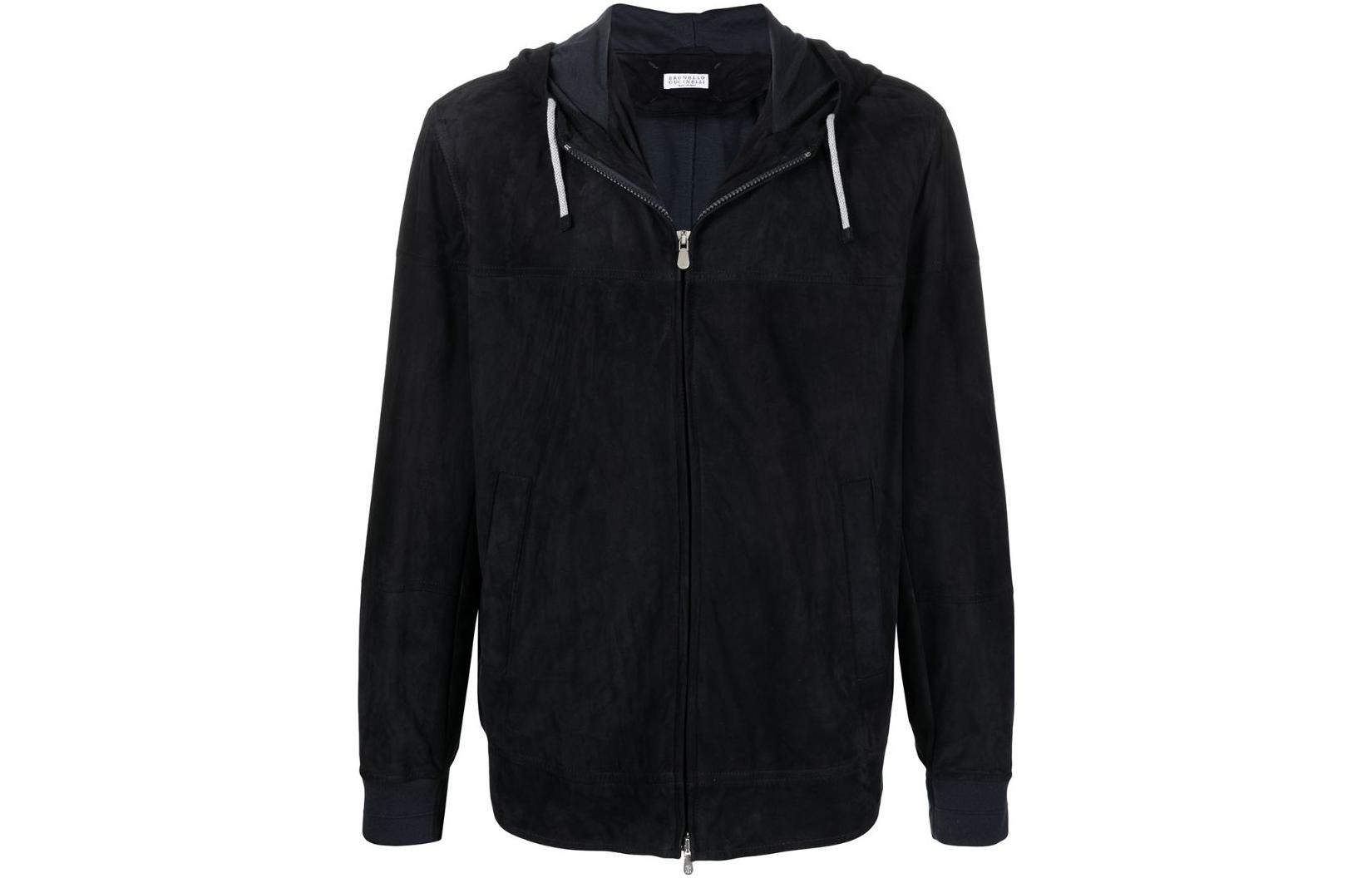 Brunello Cucinelli SS23 Black Solid Zip Hoodie Jacket with Drawstring MPCLL1719-CX622