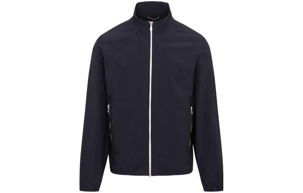 Brunello Cucinelli SS23 Blue Solid Zip-Up Jacket with Stand Collar MD4796162-CSM19