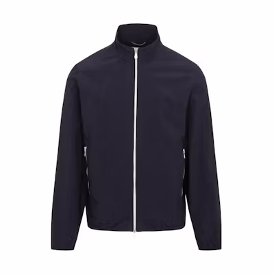 Brunello Cucinelli SS23 Blue Solid Zip-Up Jacket with Stand Collar MD4796162-CSM19
