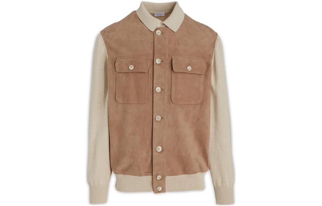 Brunello Cucinelli SS23 Brown Patchwork Single-Breasted Blazer Jacket Men MPCLL1925-CBH28