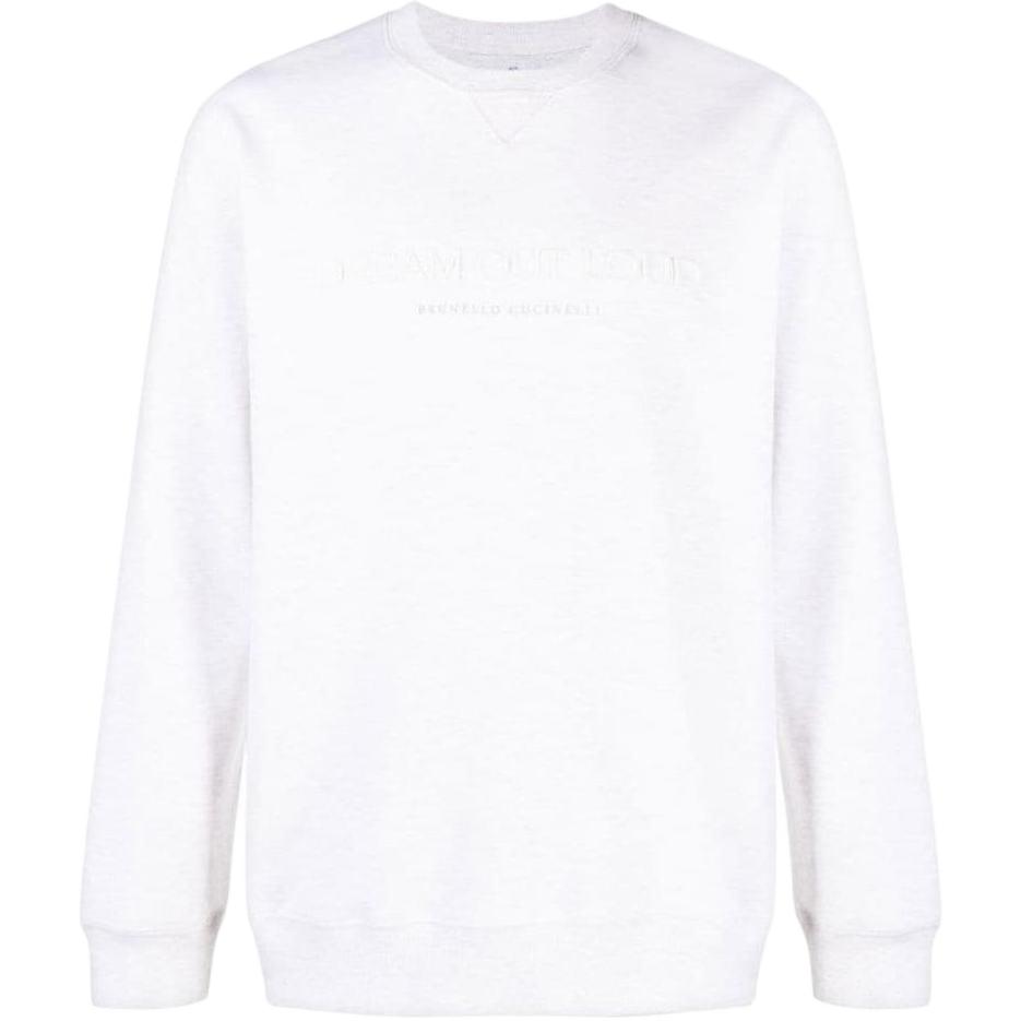 Brunello Cucinelli SS23 Cream White Letter Print Crewneck Sweatshirt M0T353441-CTG43