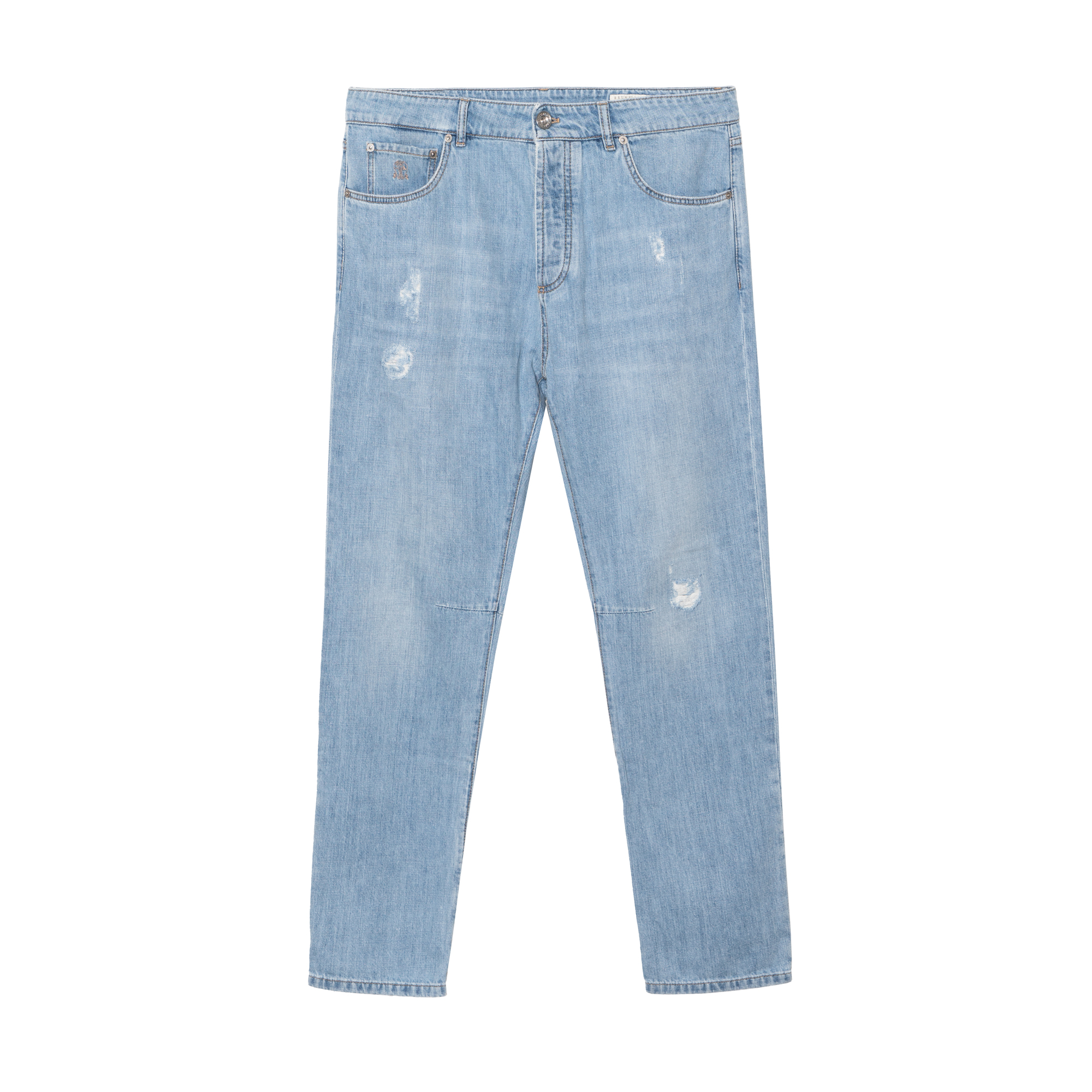 Brunello Cucinelli SS23 Distressed Tapered Denim Jeans Men. M0Z37X2340-C1469