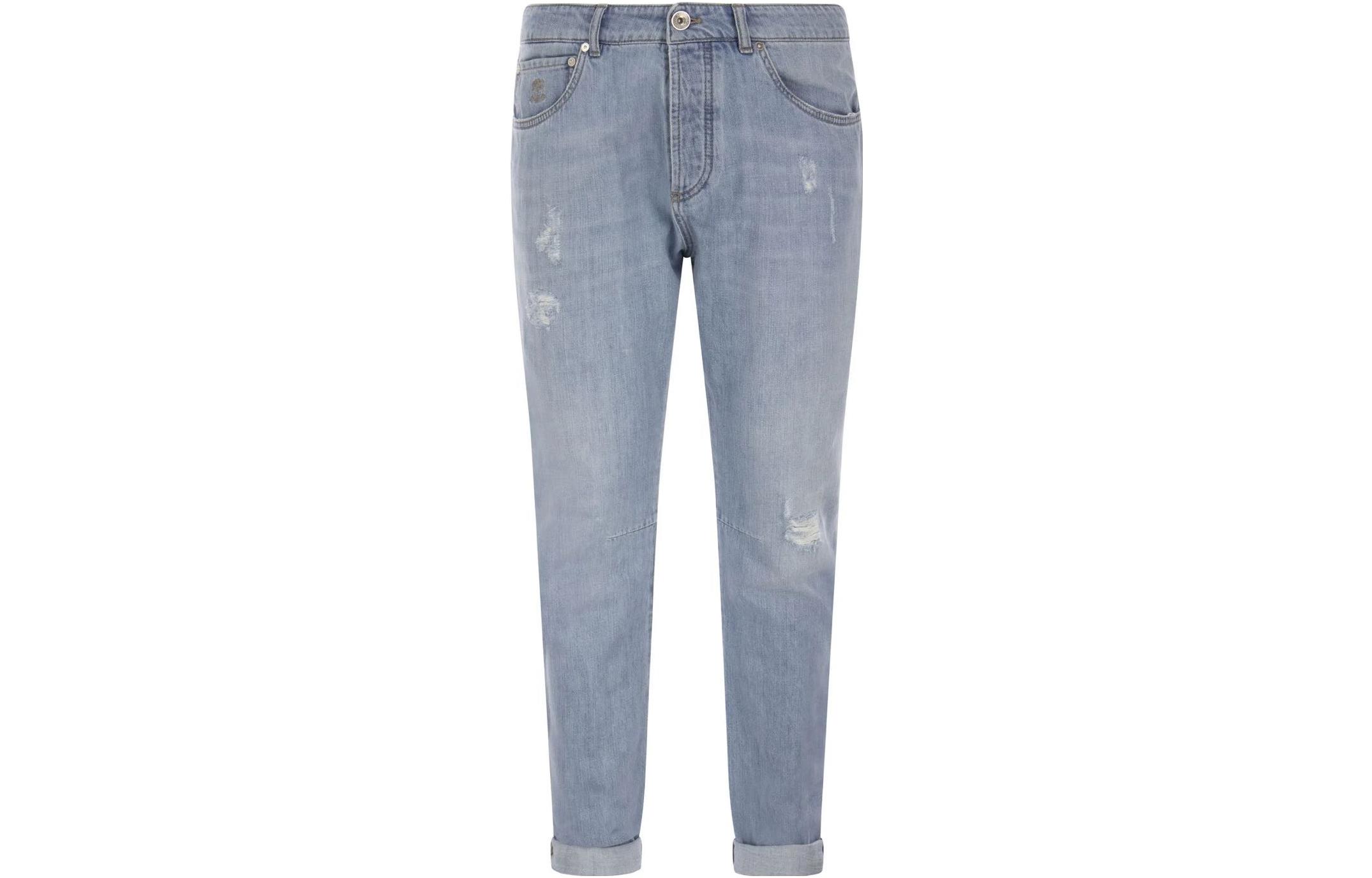 Order Brunello Cucinelli SS23 Jeans Lelaki Denim Tirus Distressed. M0Z37X2340-C1469