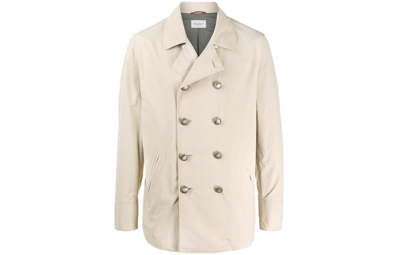 Brunello Cucinelli SS23 Double-Breasted Solid Long-Sleeve Jacket MD4796285D-CT216