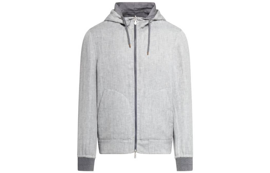 Brunello Cucinelli SS23 Fitted Long-Sleeve Hooded Jacket Men’s Gray MS4569970CCT69