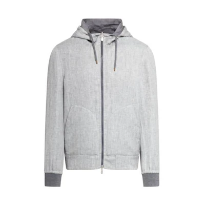Brunello Cucinelli SS23 Fitted Long-Sleeve Hooded Jacket Men’s Gray MS4569970CCT69