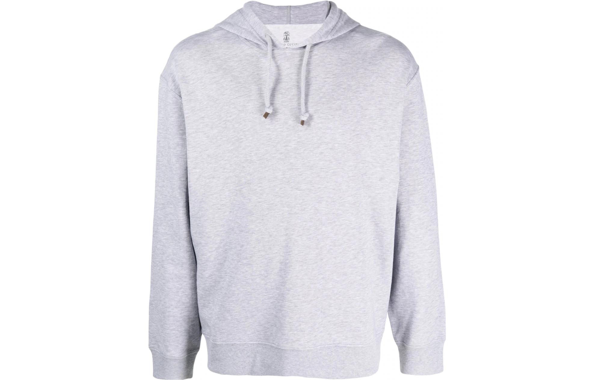 Brunello Cucinelli SS23 Gray Solid Drawstring Hoodie Pullover M0T353450-C9300
